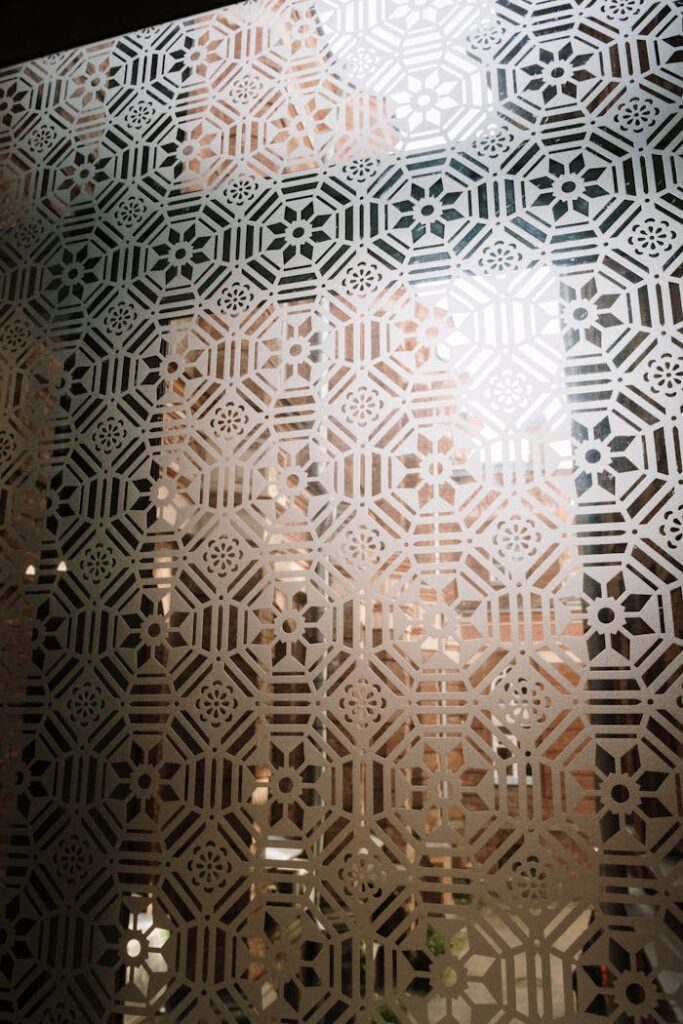 White Hexagonal Floral Textile